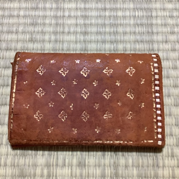 Handbags - Vintage Hand Tooled Leather Stitched Tan Wallet Card Holder